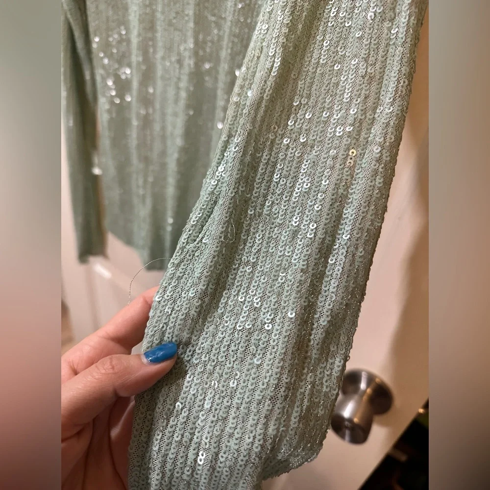 Free People Mint Green Long Sleeve Ribbed Top